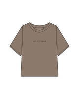 The Crop Terry Tee - Cacao - LVL - Center Chest - Embroidered - Tone on Tone
