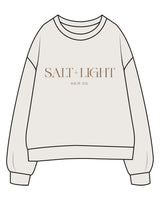 The Womens Crewneck - Bone - Salt + Light Hair Co - Center Chest Stacked - Brown