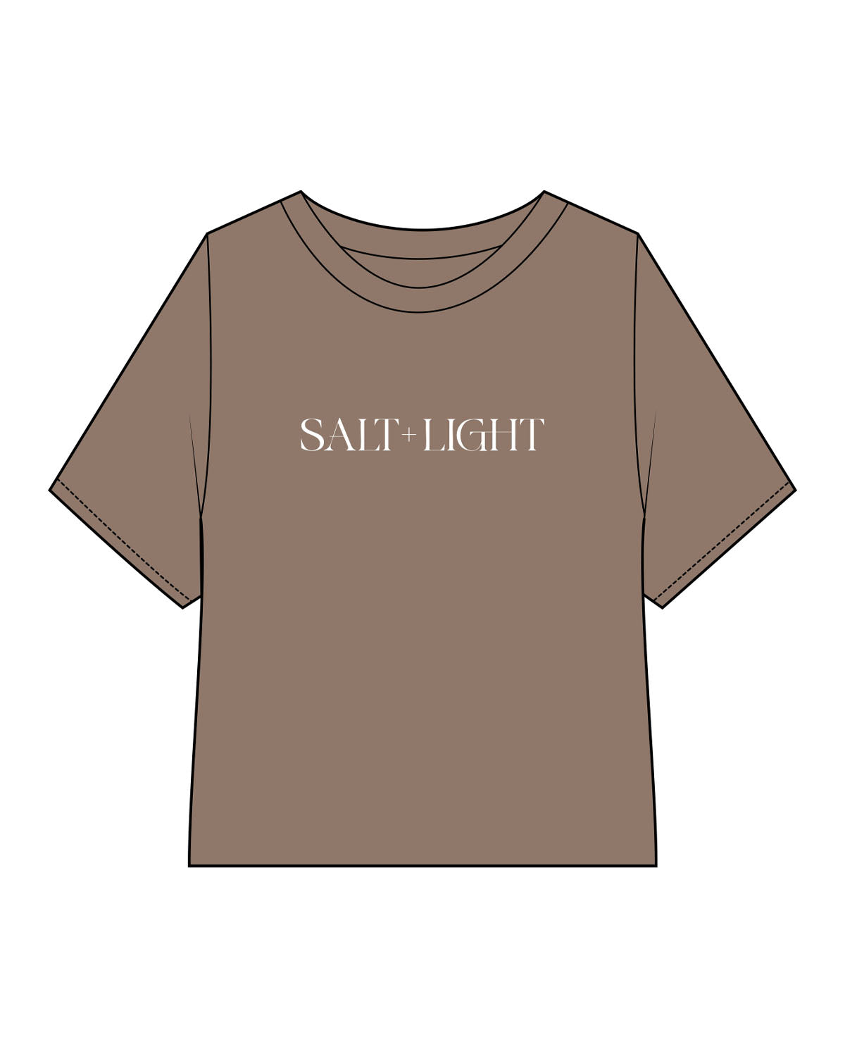 The Crop Terry Tee - Cacao - Salt + Light Hair Co -Center Chest - White