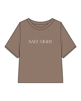 The Crop Terry Tee - Cacao - Salt + Light Hair Co -Center Chest - White