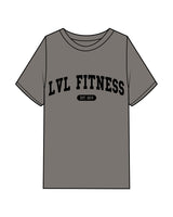 The Mens Heavyweight Tee - Washed Gray - LVL - Center Chest Arc Stacked & Back Neckline - Printed - Black