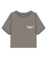 The Heavyweight Crop Tee - Washed Gray - Real Good Pilates - Left Chest Stacked & Center Back Stacked - Printed - Full Color