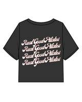 The Heavyweight Crop Tee - Washed Black - Real Good Pilates - Left Chest Stacked & Center Back Stack - Printed - Full Color