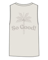 The Womens Heavyweight Tank - Washed Bone - Real Good Pilates - Left Chest Stacked & Center Back - Printed - Tone on Tone