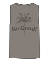 The Womens Heavyweight Tank - Washed Gray - Real Good Pilates - Left Chest Stacked & Center Back - Printed - Tone on Tone