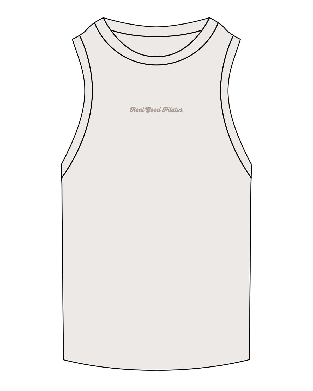 The Ribbed Full Length Tank - Bone - Real Good Pilates - Center Chest - Embroidered - Tone on Tone