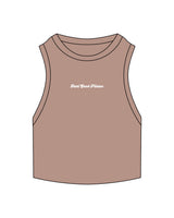 The Ribbed Crop Tank - Clay - Real Good Pilates - Center Chest - Embroidered - White