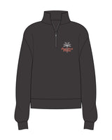 The Womens 1/4 Zip - Washed Black - Real Good Pilates - Left Chest Stacked - Printed - Full Color