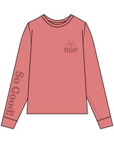The Unisex Midweight Long Sleeve - Crimson - Real Good Pilates - Left Chest RGP & Right Arm Sleeve - Printed - Tone on Tone
