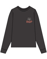 The Womens Heavyweight Long Sleeve - Washed Black - Real Good Pilates - Left Chest RGP - Printed - Full Color