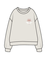 The Womens Crewneck - Washed Bone - Real Good Pilates - Left Chest Stacked & Center Back Stacked - Printed - Full Color