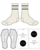 The Crew Sock - Cream - B Long Pilates - Top Lining & Bottom - Heart Grip - Black