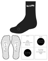 The Crew Sock - Black - B Long Pilates - Top & Bottom - Heart Grip - White
