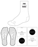 The Crew Sock - White - B Long Pilates - Top Stacked & Bottom - Heart Grip - Black