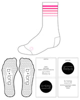 The Crew Sock - White - B Long Pilates - Top Lining Stacked & Bottom - Heart Grip - Pink Gradient