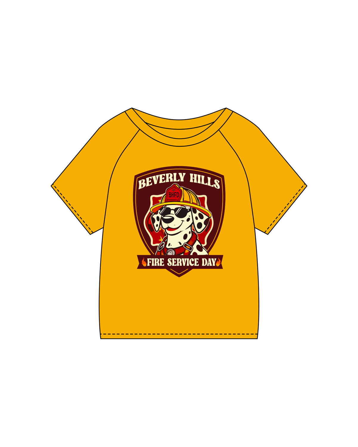The Kids Tee - Gold - Beverly Hills - Center Chest - "Dog" - Printed - Full Color