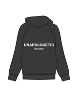 The Mens Zip Hoodie - Washed Black - Unapologetic - Back Center Stacked - White