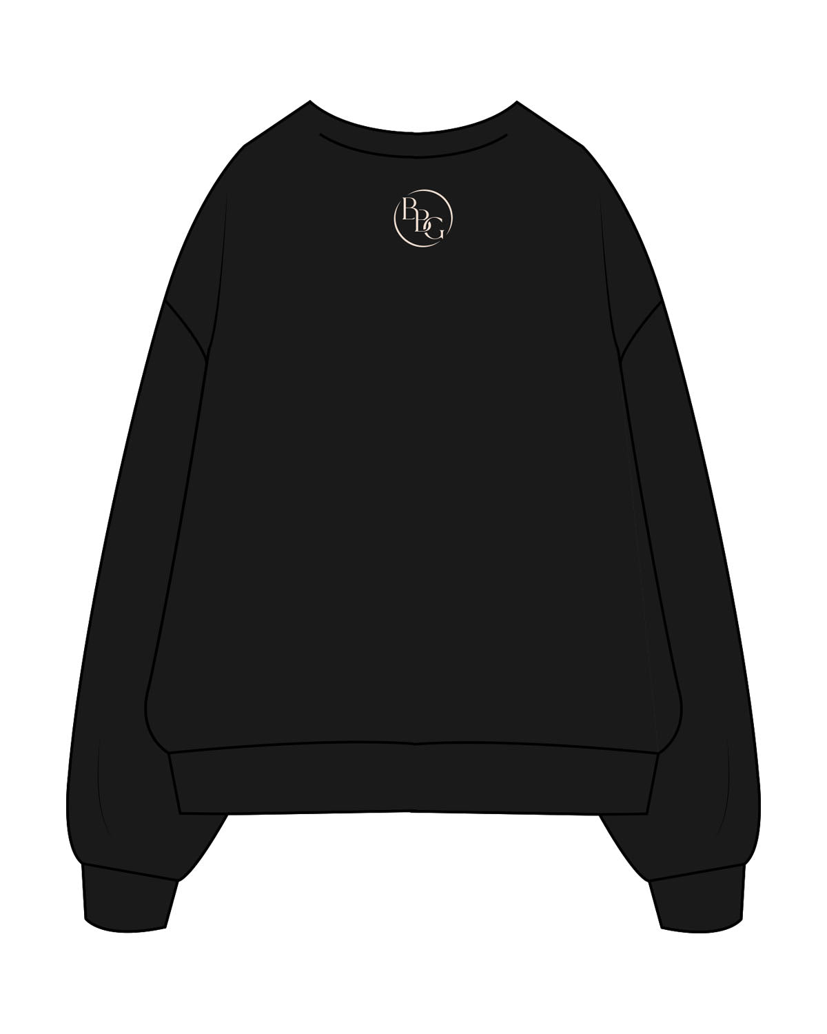 The Womens Crewneck - Black - BHF-Grotto - Center Chest - Back Neckline - Printed - Cream