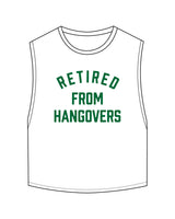 The Crop Muscle Tank - White - Mingle Mocktails - Center Chest - Arch - Printed - Dark Green