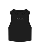 The Ribbed Crop Tank - Black - Studio S - Center Chest - Team Member - Embroidered - White
