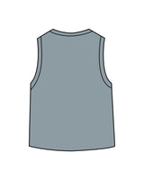 The Daily Crop Tank - Stonewash Denim - Pilates of Plantation - Left Chest - Printed - Dark Blue