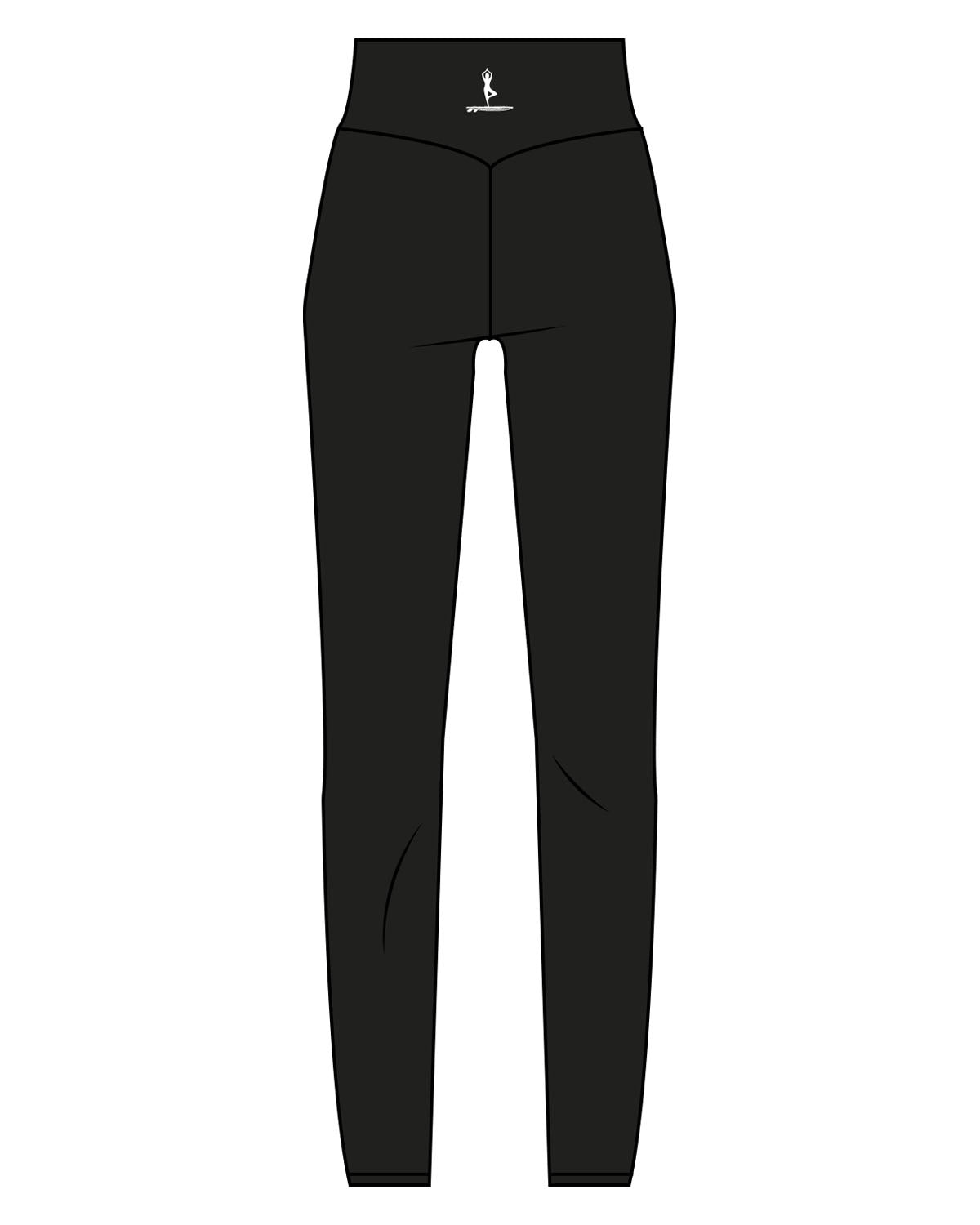 The Basic Legging - Black - Surf Salutations - Center Back - Printed - White