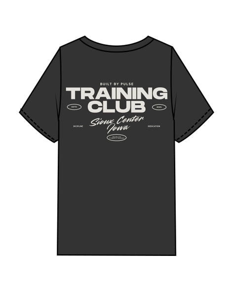 The Mens Heavyweight Tee - Washed Black - Pulse 712 - Center Chest & Center Back Stacked Logo "SIOUX CENTER" - Printed - Washed Bone