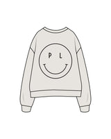 The Womens Crewneck - Washed Bone - Pilates Leucadia - Right Sleeve - Left Chest & Back Center - White