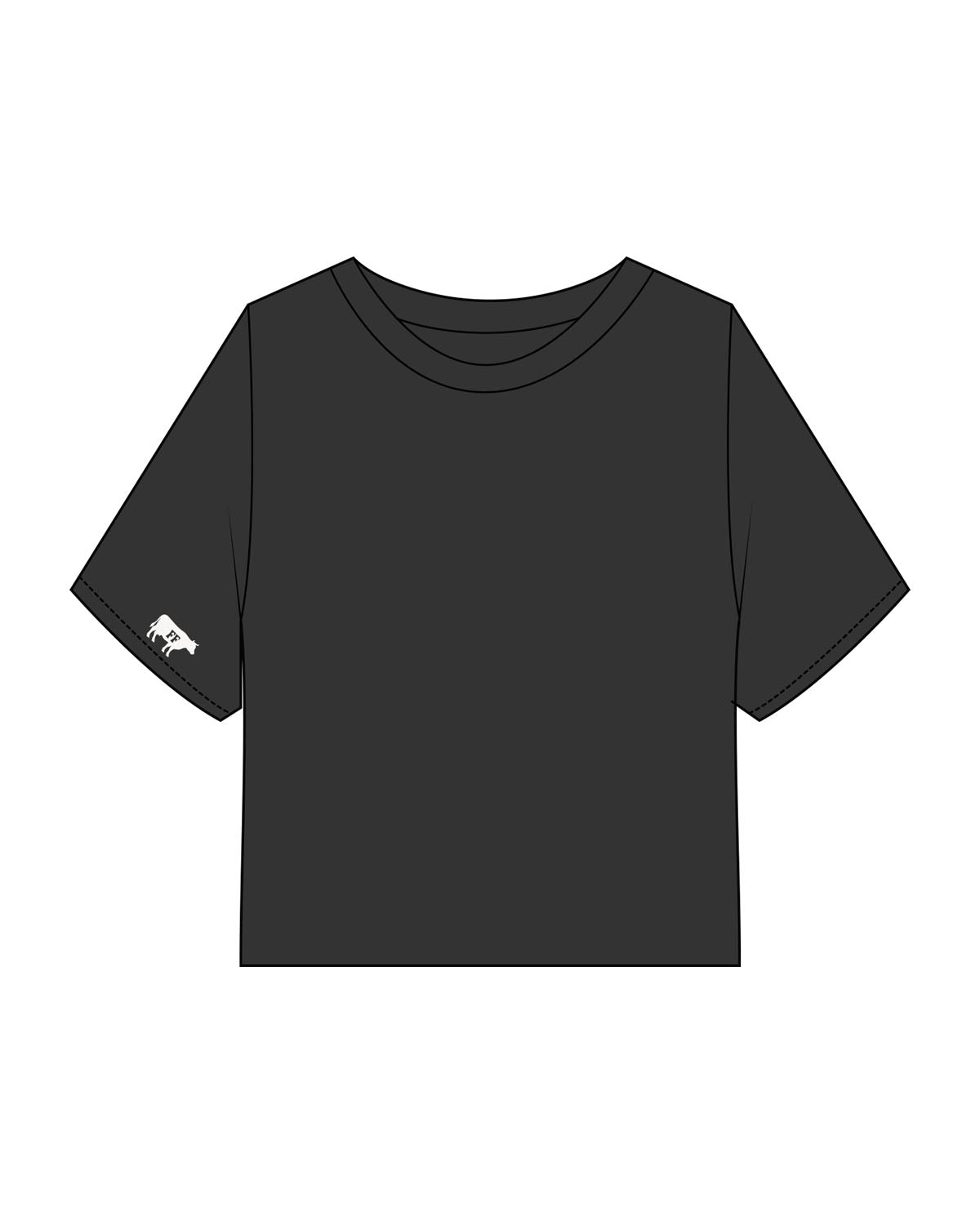 The Heavyweight Crop Tee - Washed Black - FadeFarm - Right Sleeve - Printed - Off White