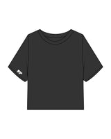 The Heavyweight Crop Tee - Washed Black - FadeFarm - Right Sleeve - Printed - Off White
