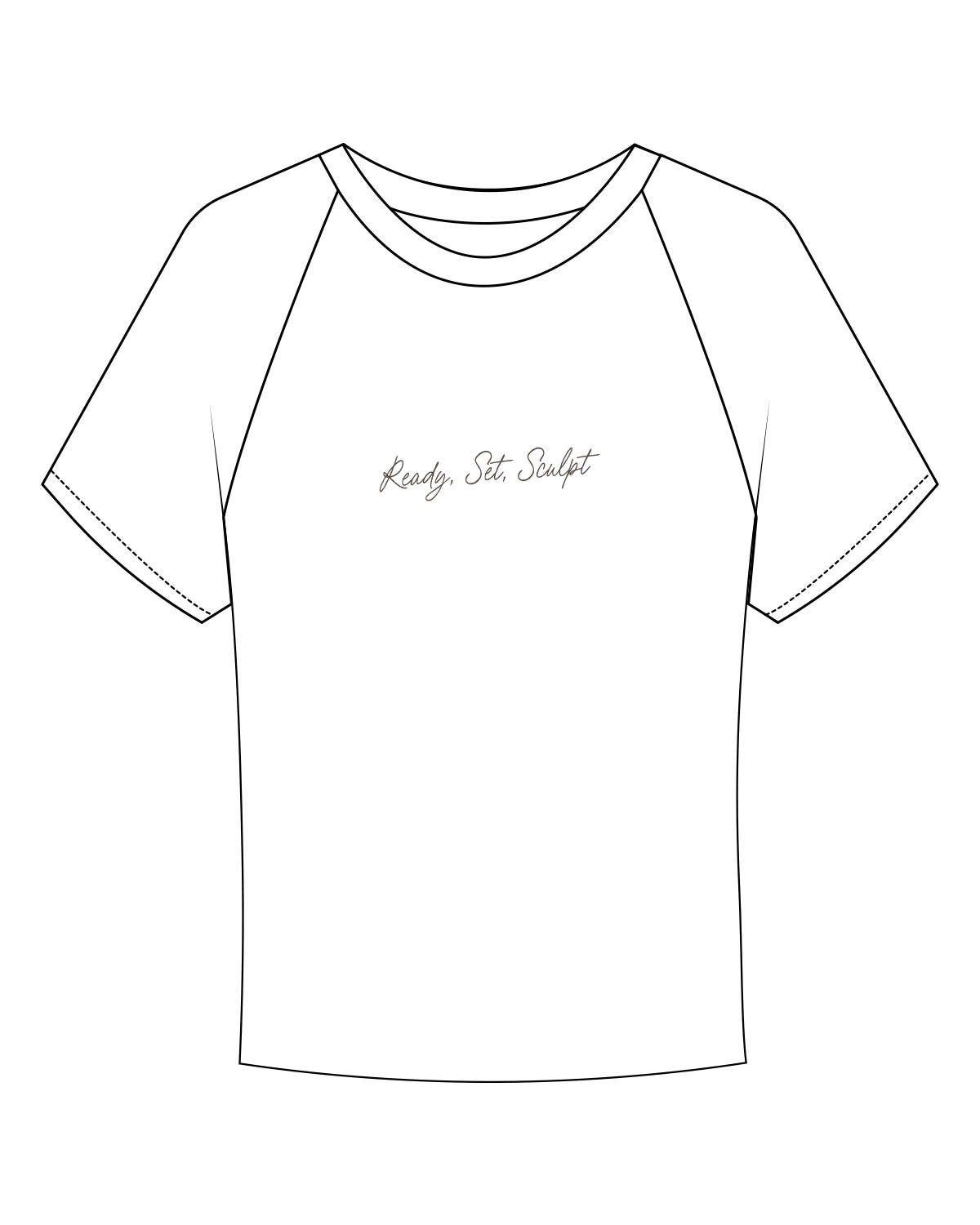 The Micro Rib Baby Tee - White - Sculpt Atelier - Center Chest - Printed - Brown