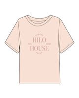 The Midweight Crop Tee - Peach - HiLo - Center Chest Stacked - Printed - Tone on Tone