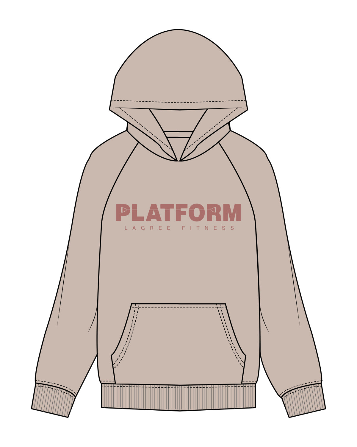 The Womens Hoodie - Bone - Platform - Center Chest Stacked - Clay