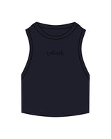 The Ribbed Crop Tank - Navy - Scorch Fitness - Center Chest - Embroidered - Tone on Tone