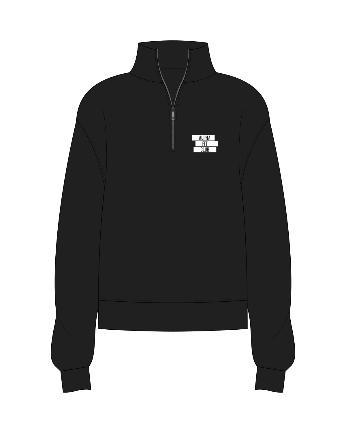 The Mens 1/4 Zip - Black - Alpha Fit - Left Chest - White