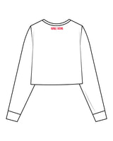 The Crop Long Sleeve - White - Rumble - Left Chest & Back Center - Red