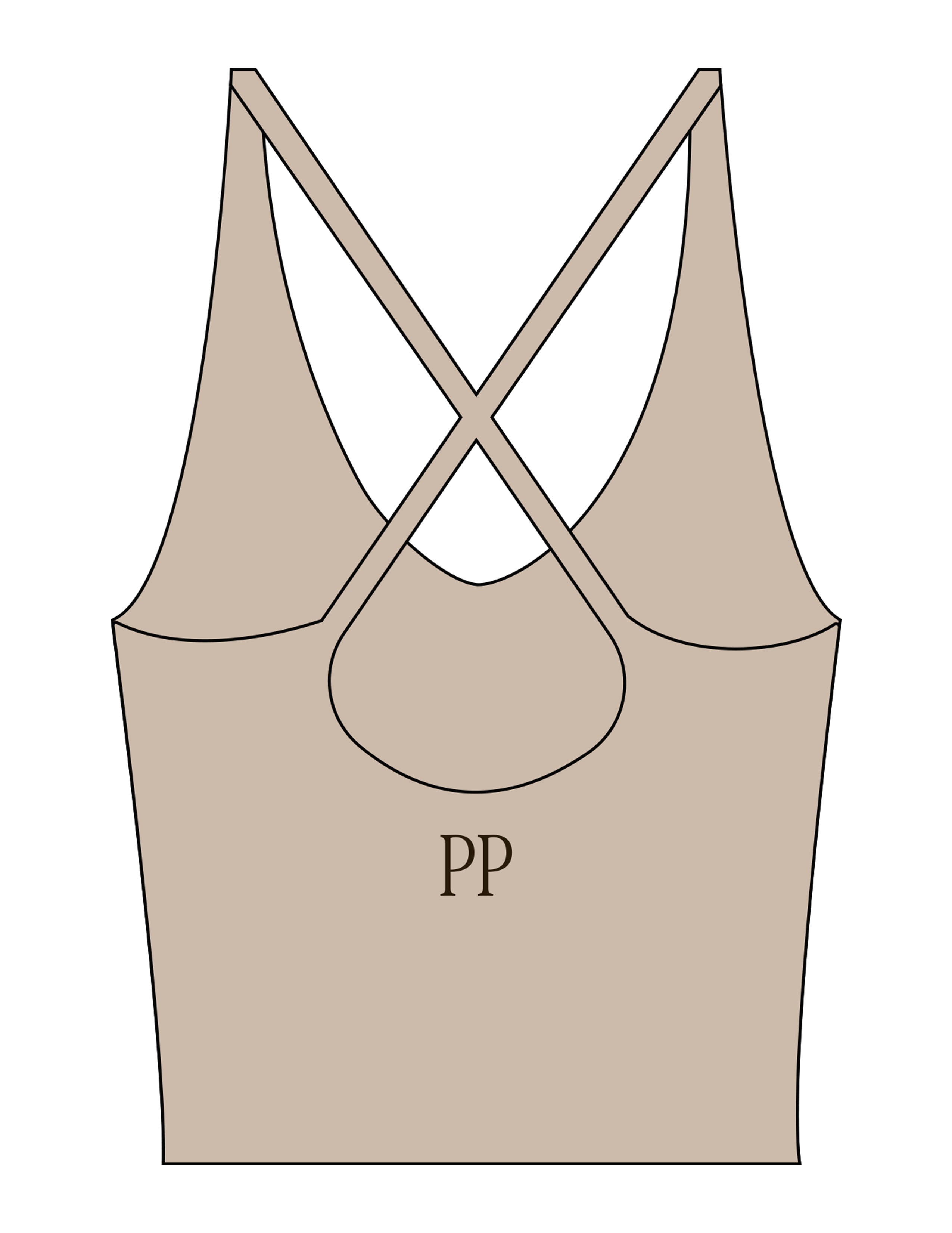 The Sporty Strappy Tank - Light Brown - Pilates Phoenix - Center Chest Stacked & Center Back - Printed - Dark Brown