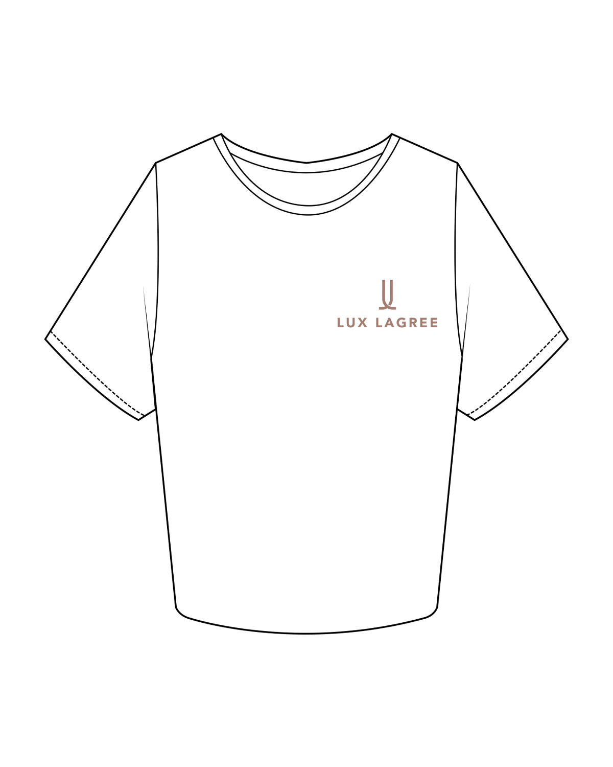The Crop Tee - White - Lux Lagree - Left Chest Stacked - Printed - Clay