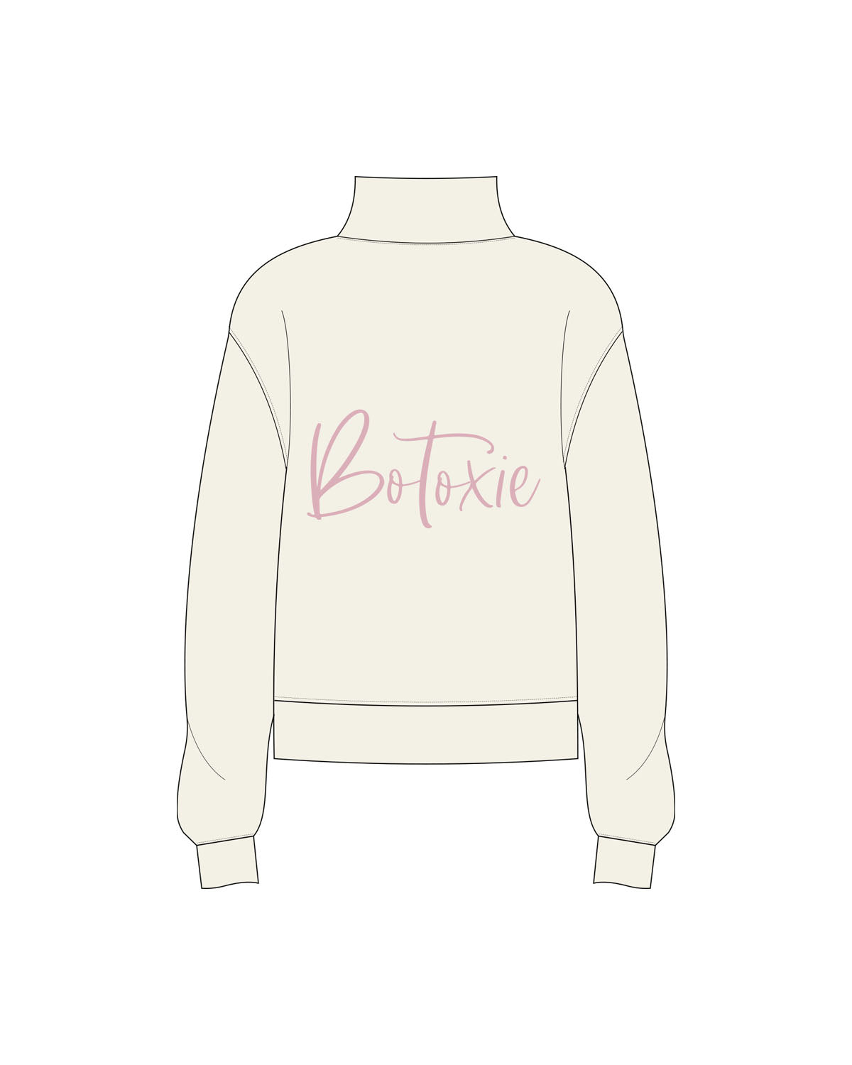 The Womens 1/4 Zip - Off White - Botoxie - Left Chest & Center Back - Printed - Full Color