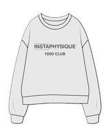 The Mens Crewneck - White Heather - Instaphysiques - Center Chest Stacked - Printed - Charcoal