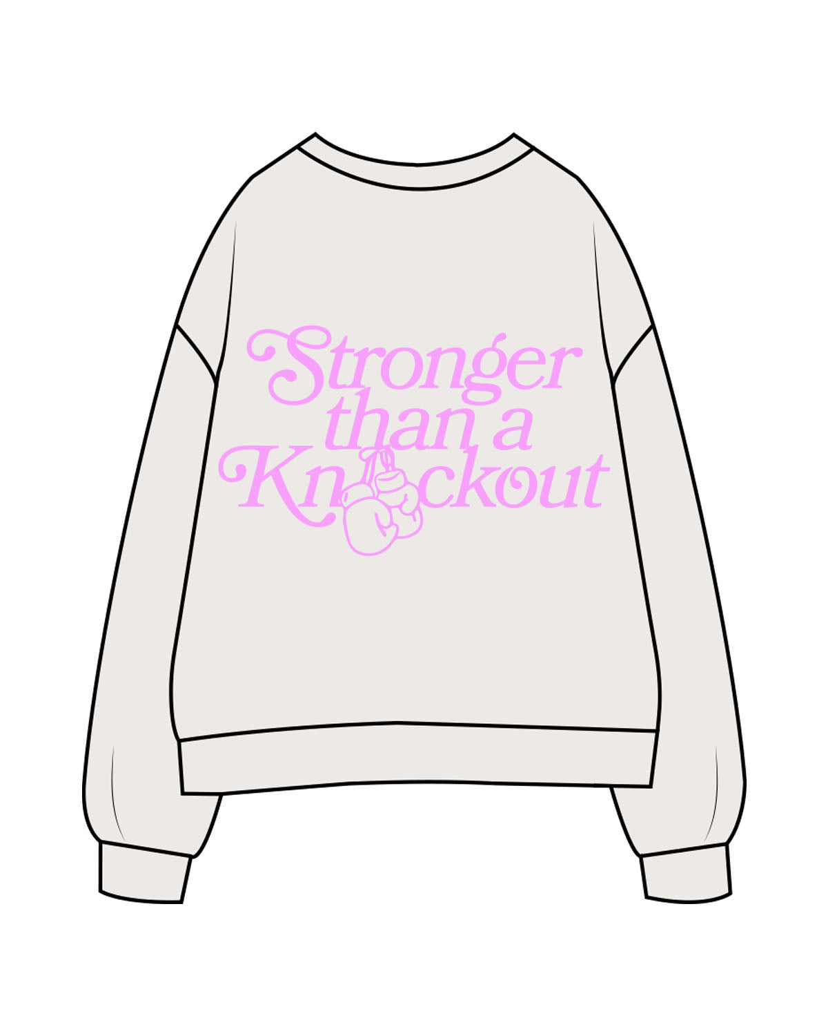 The Midweight Unisex Crewneck - Washed Ivory - Chemo Club - Center Chest & Back Stacked - Printed - Neon Purple