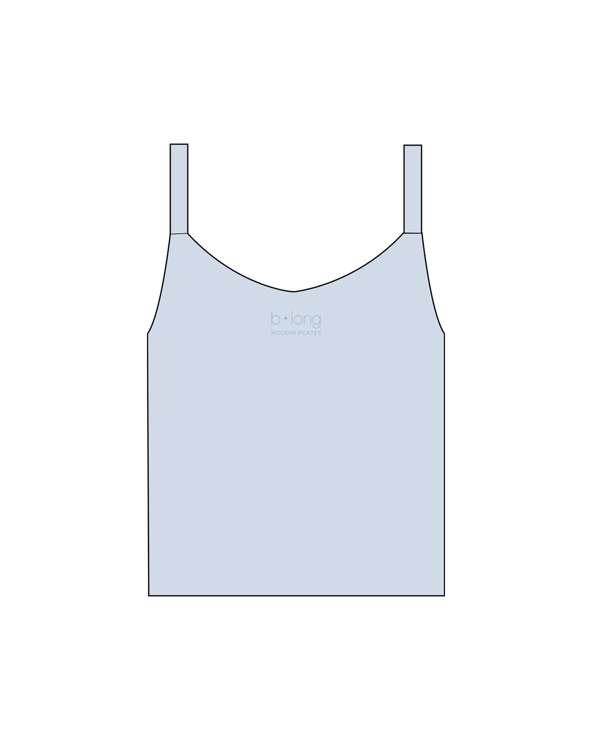 The Micro Rib Strappy Crop Tank - Baby Blue - B Long Pilates - Center Chest - Top Back - Printed - Full Color