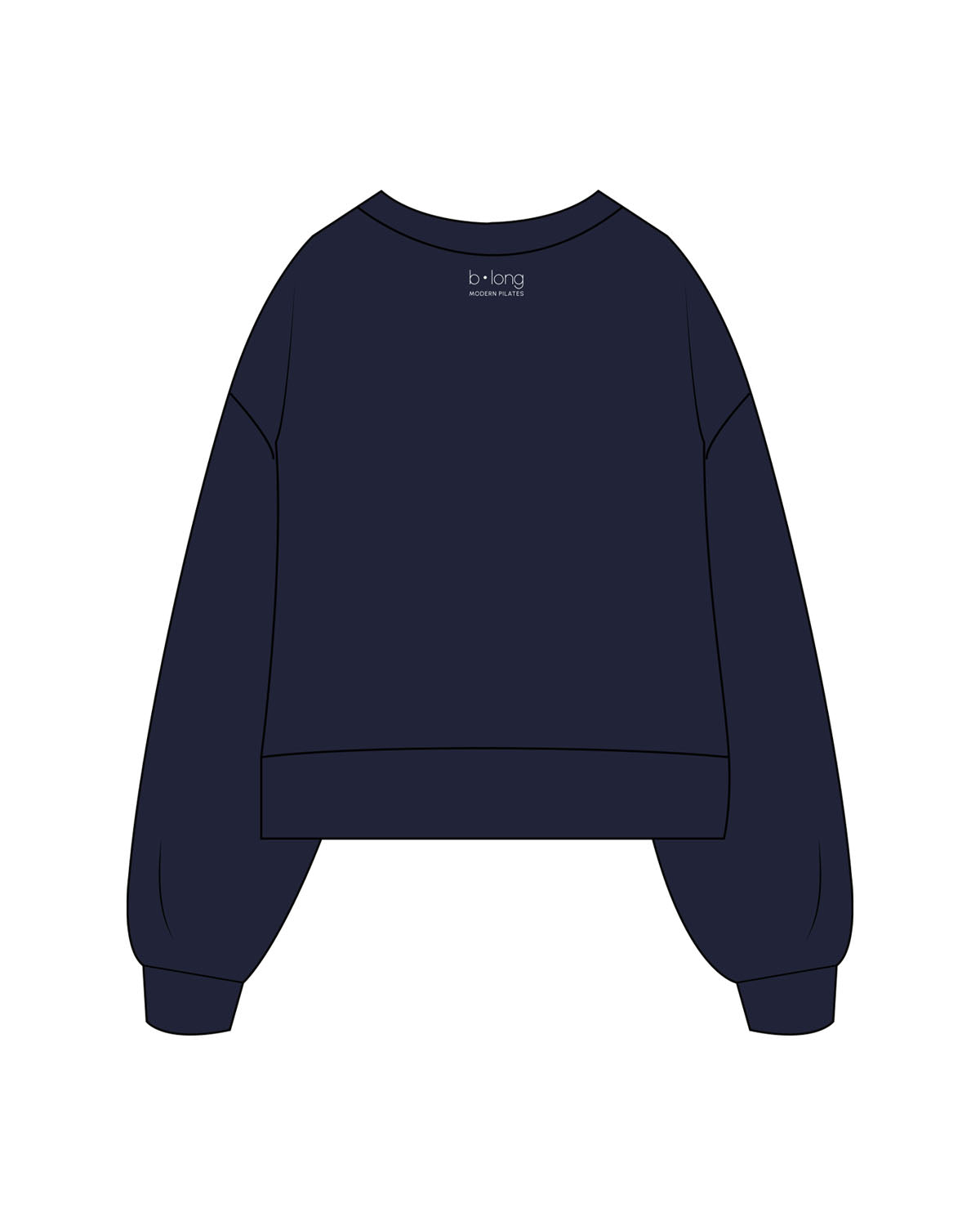 The Womens Heavyweight Crop - Navy - B Long Pilates - Left Chest Stacked -  Back Neckline - Embroidered - Cream