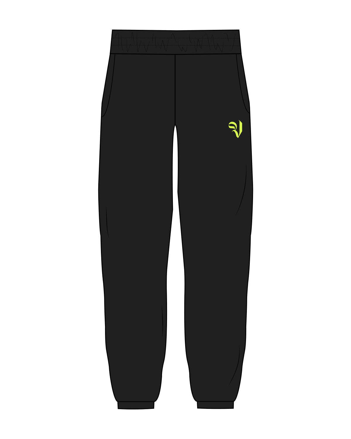 Commit Fitness - Vault Classic Sweatpants - Black on Neon Yellow -  Left Leg