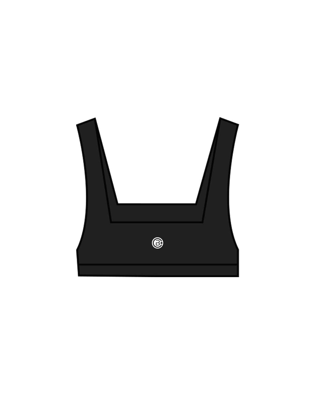 The Box Cut Bra - Black - CB Fit - Center Chest & Back Center - White