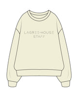 The Womens Crewneck - Butter - Lagree House - Center Chest Stacked - Staff - White