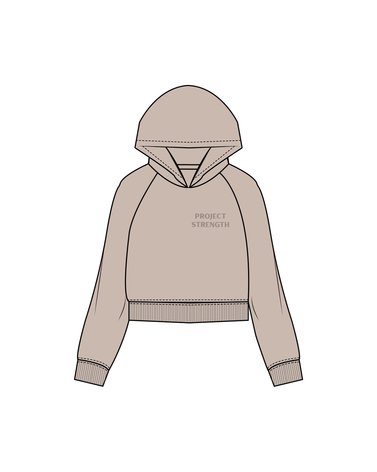 The Womens Crop Hoodie - Bone- Paige Simmons - Left Chest Stacked - Tone to Tone