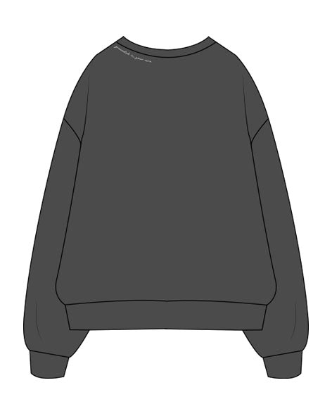 The Midweight Unisex Crewneck - Washed Black - Core Crown Point - Front Neckline & Right Wrist - Back Neckline - Printed - White