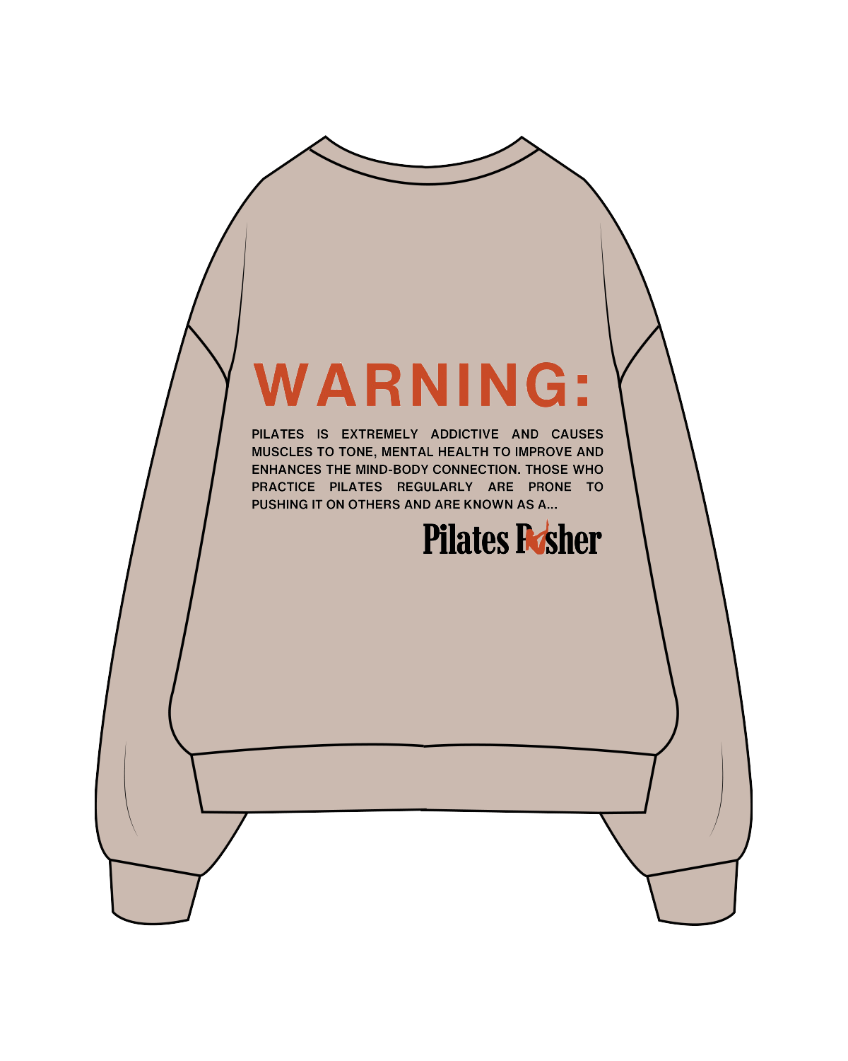The Womens Crewneck - Bone - Pilates Pusher - Full Color