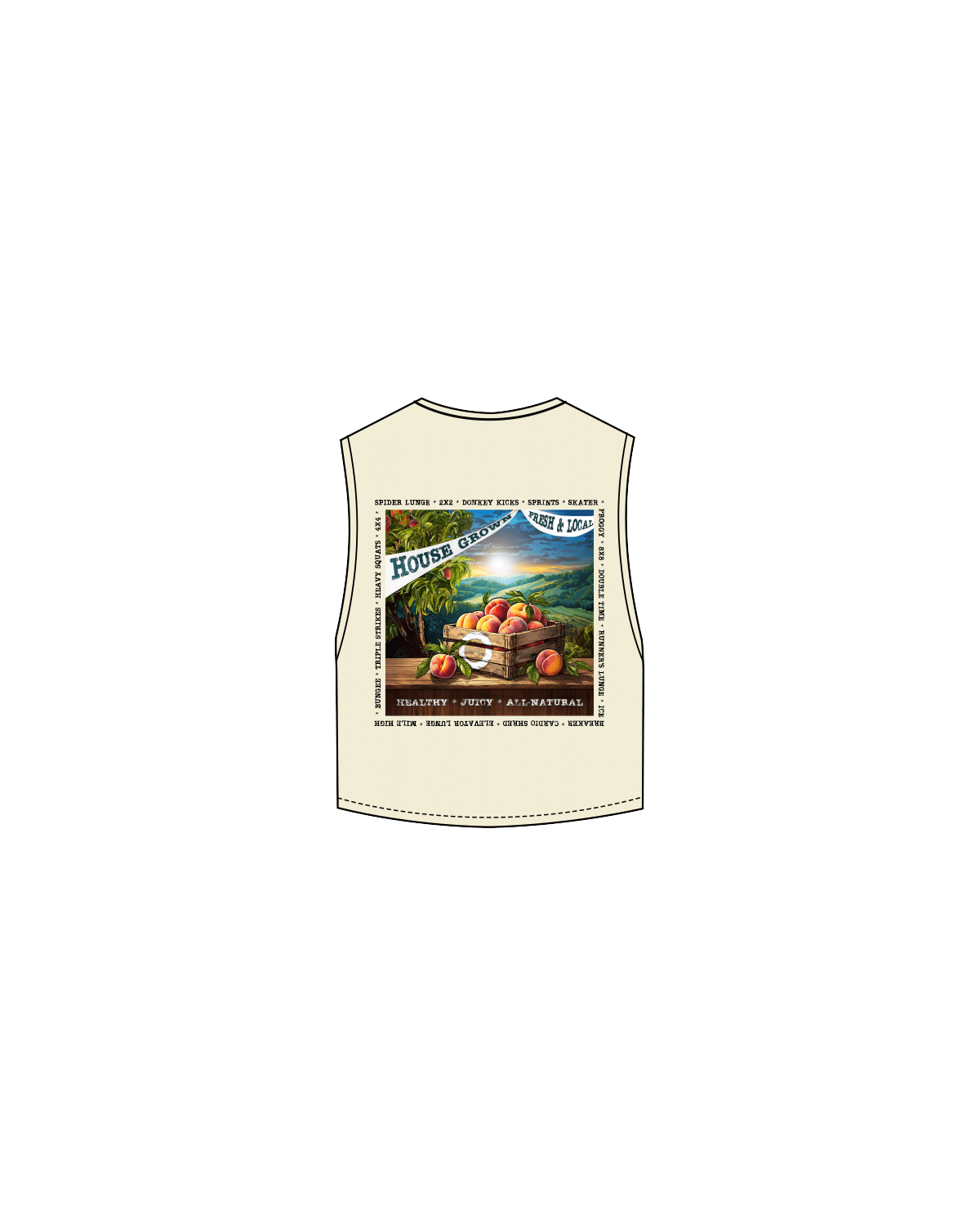 The Crop Muscle Tank - Butter - HiLo House - Left Chest / Back - Full Color Logos